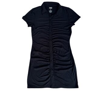SO Classic Black Ruched Mini Dress
